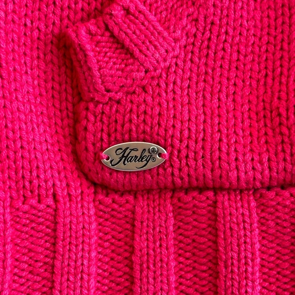 Vintage y2k 90s Harley Davidson women’s cardigan sweater Red L embroidered biker - Picture 4 of 13